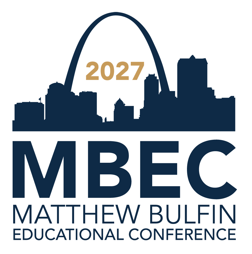 MBEC 2027 logo with skyline silhouette, arch, and the text MATTHEW BULFIN EDUCATIONAL CONFERENCE